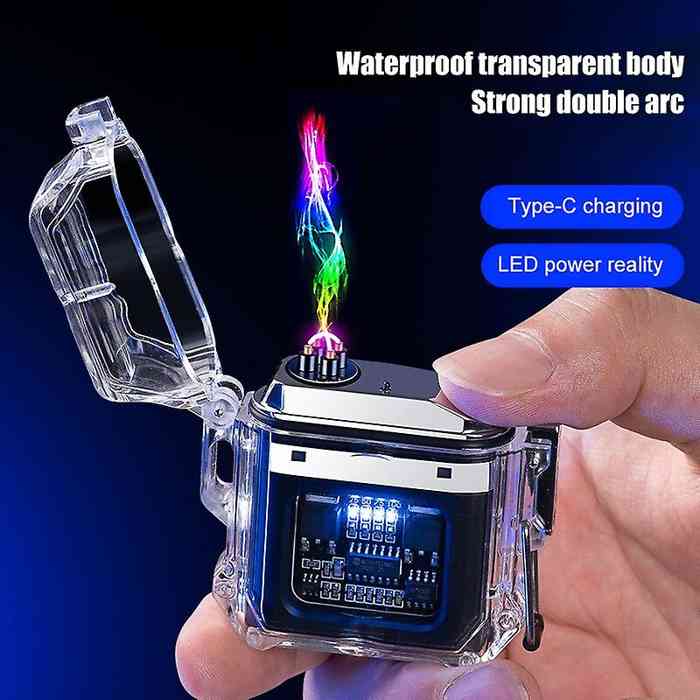 Transparent Rechargeable Lighter Waterproof ARC Electric USB...